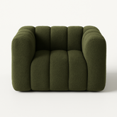 Aristi Green Fabric Sofa upholstered in boucle fabric with solid wood frame